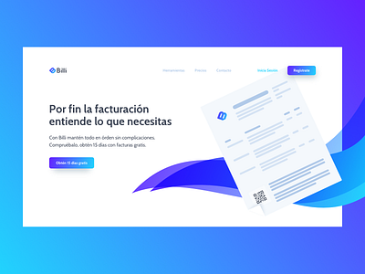 Billi blue color design flat homepage illustration invoicing landing mexico page user interface design violet webapp website