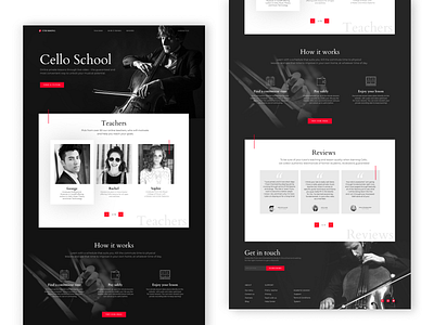 Cello Online School black and white cello classic design desktop music red and black red and white school ux ui