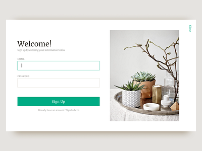 Daily UI 001 daily ui daily ui 001 form green plant sign up white