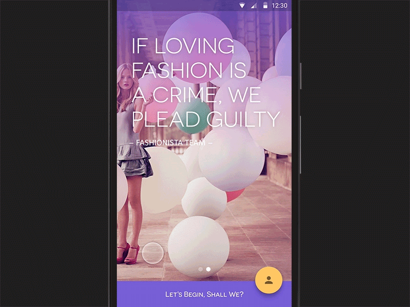 Fashionista - Sign Up android form material design principle sign in sketch ui animation