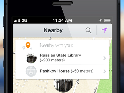 Flat design in new iOS app app application design flat google ios iphone location nearby photoshop