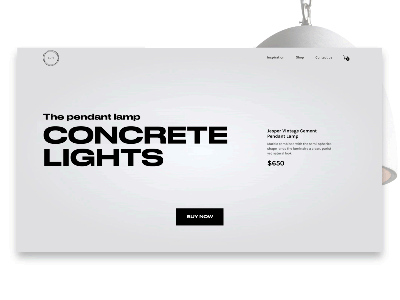 Pendant lights Online store concept animation concept design light minimal store ui ux web