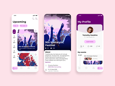 Events booking app concept app concept creative design figma illustration mobile ui ux