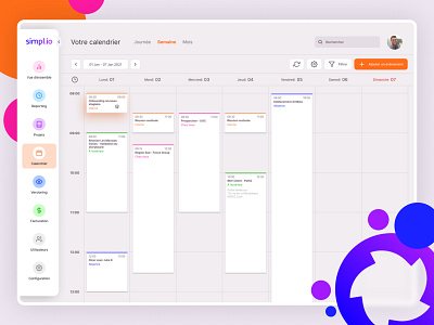 Simpl.io - Calendar View app branding business calendar calendar app calendar design calendar ui color colorful crm dashboard design erp french icon illustration trend ui ux vector