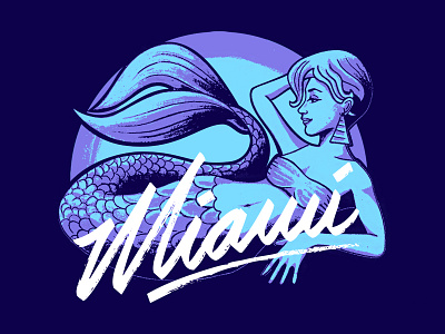 Miami Mermaid Tshirt Print apparel illustration lettering line art mermaid miami tshirt vector