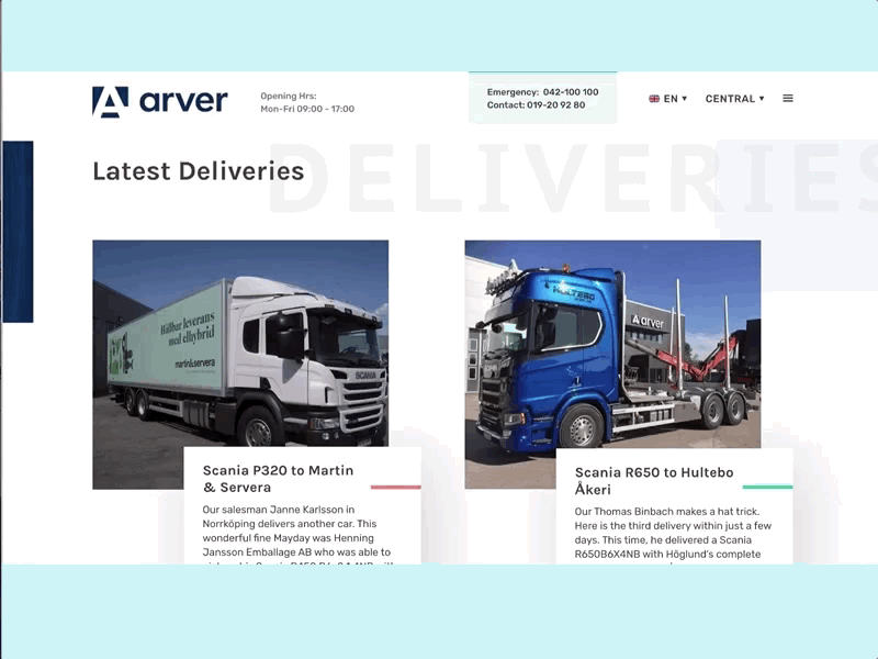 Vehicle list and detail - Arver arver enquiry image caption listings scania sticky layout web layout