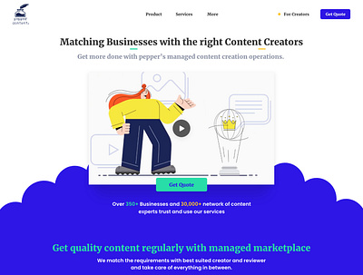 Landing Page UI - Pepper-Content homepage design landing page concept landing page ui marketplace signup ui design