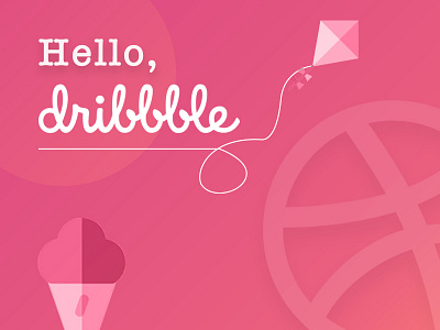 Hello Dribbble debut dribbble first shot happy icecream kite