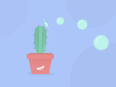 Cactus stubble causes bubble trouble bubbles cactus character design illustration plant