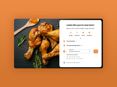 Register / Signup Form - Food Delivery App food app food delivery app register signup webdesign