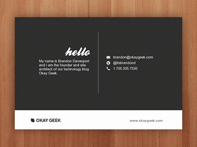 New Business Cards (back) business card design okay geek print