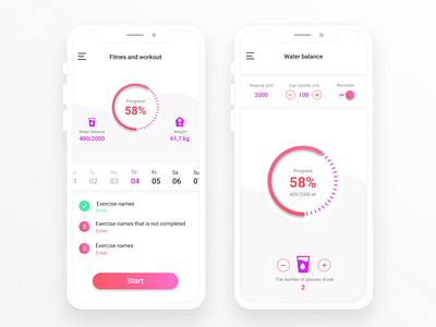 Fitness App app design ui vector