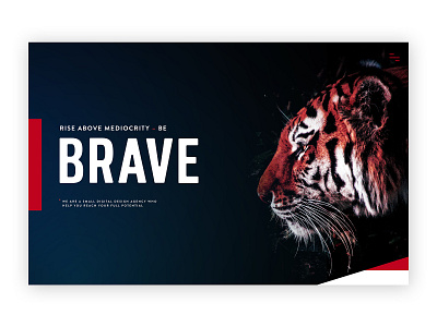 Brave Factor bold bold font colorful custom design dark background dark blue design design agency minimal tiger typography web design web design agency web development web layout website