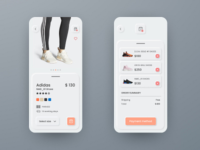 Sneakers app concept as neomorphism