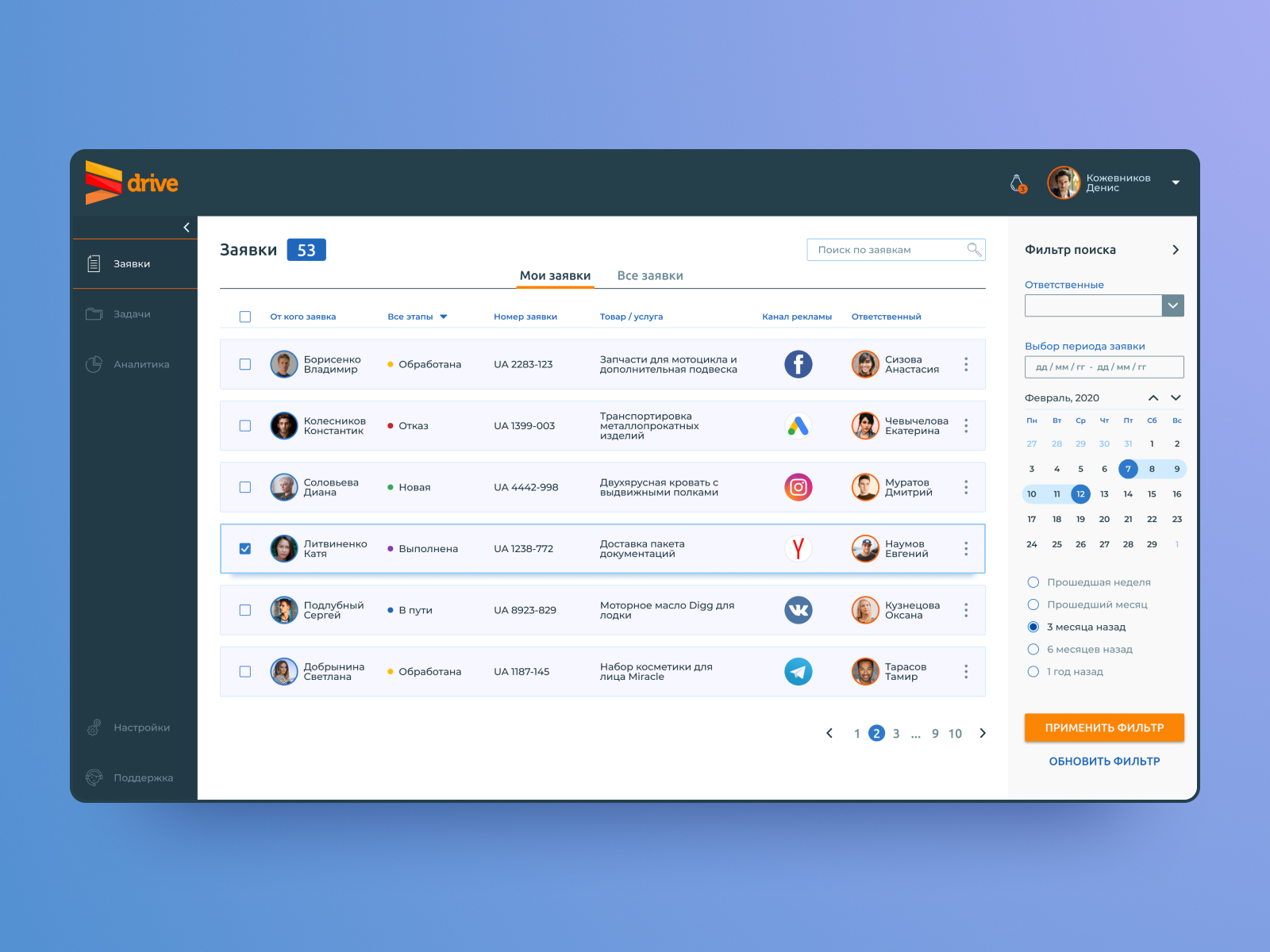 CRM System by Vladimir Lebedev on Dribbble