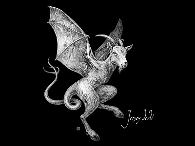 Jersey Devil cryptid cryptozoology dribbbleweeklywarmup editorial halloween halloween design illustration ink jersey devil monster pencil spooky usa vintage