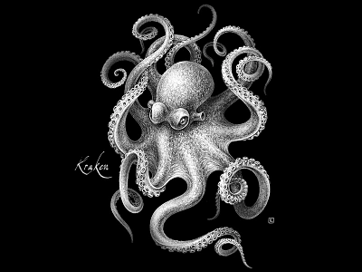 Kraken advertising creative design criptid crypto cryptozoology design drawing dribbbleweeklywarmup editorial game halloween handmade illustration kraken magazine monster naturalistic spooky vintage