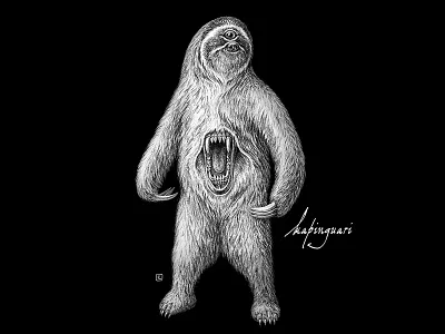 Mapinguari cryptid crypto cryptozoology design drawing dribbbleweeklywarmup editorial halloween handmade illustration legend magazine monster naturalistic pencil vintage