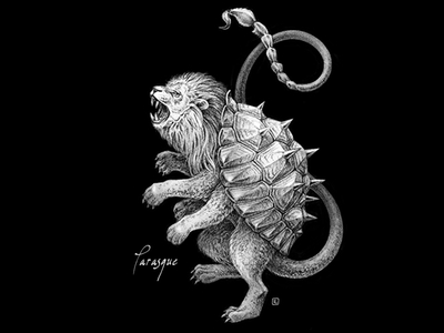 Tarasque cryptid cryptozoology design drawing dribbbleweeklywarmup editorial halloween handmade illustration ink lion magazine monster pencil spooky vintage