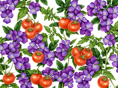 Pansies & Tomatoes x ORIGINS advertising botanical botanical illustration design digital digital art drawing floral garden handmade illustration naturalistic packaging pattern design photoshop plant vegetables veggies vintage wacom