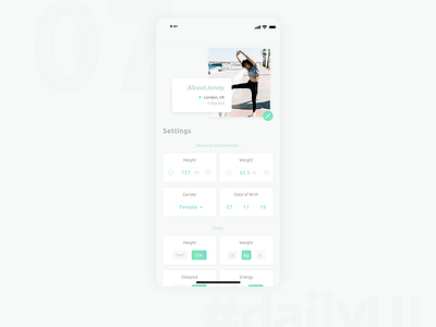 DailyUI 007 - Settings