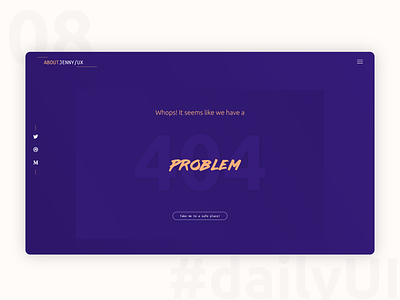 DailyUI 008 - 404 Page 100 day challenge 100 day ui challenge 404 404 error 404 error page 404 page blog design daily 100 challenge daily ui 008 design problem page purple ui user experience user interface web design