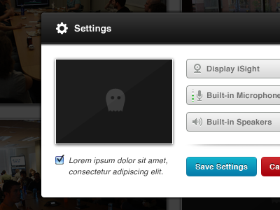 Settings cog ghost settings video chat
