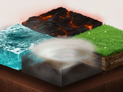 Elemental Platform earth element fire grass lava tile water wind