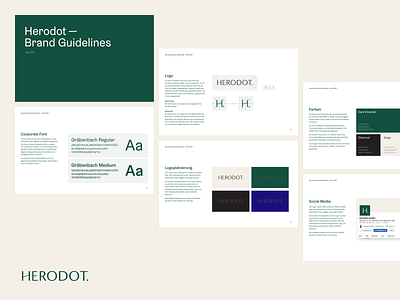 Herodot Brand Guidelines CICD Corporate Identity brand brand guidelines branding cicd corporate design corporate identity design green guidelines identity manual marketing product