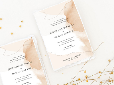 Elegant Watercolor Wedding Invitation design elegant elegant design events illustration invitation invitation card invitation design invites photoshop template template watercolor wedding card wedding invitation wedding invite