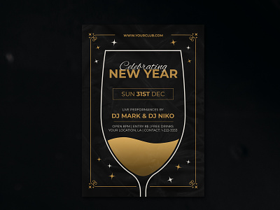 New Years Party Flyer club flyer design flyer flyer design flyer template illustration new year flyer new year party new year party flyer new years eve nightclub nightclub flyer party flyer photoshop poster poster design template