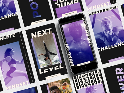 Sports and Fitness Instagram Story Set advertisement advertising braning fitness fitness logo gym instagram instagram banner instagram post instagram stories instagram template marketing photoshop social media social media posts template