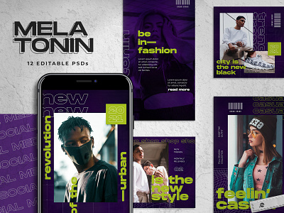 Melatonin - Streetwear Social Media Templates advertisement brand identity branding flyer design instagram instagram story instagram template marketing photoshop poster social media social media ad social media template template