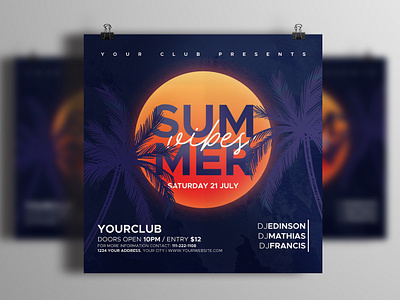 Summer Vibes Party Flyer advertisement beach party club club flyer design flyer flyer design flyer template music night club party flyer photoshop photoshop template poster poster design summer summer flyer summer party summer vibes