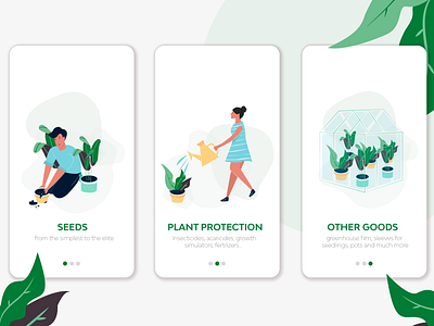 GARDEN GOODS agronomy app cartoon design flat garden goods greenhouse illustration plant seeds vector web