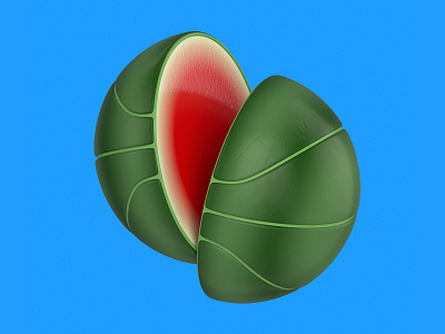 Waiting for that juicy bite 🏀🍉 3d basketball c4d color design fruit illustration melon render