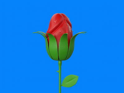 Bed Roses 3d blue color design illustration red rose