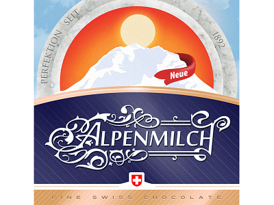 Alpenmilch alpen branding calligraphy chocolate design illustration lettering milch packaging traditional type typography