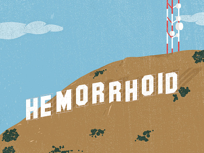 Designers' Number 1 Pain : Hemorrhoid hollywood illustration type vector