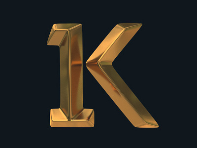 1K Followers! 1k 3d golden instagram lettering render typography