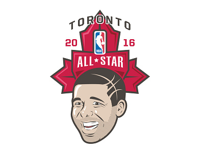 NBA 2016 All-Star TORONTO - DRAKE allstar basketball drake illustration logo nba toronto