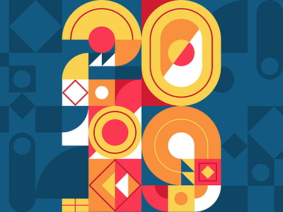 Happy New Year 2019 from Myndshape 2019 abstract art circle color composition design graphic happynewyear illustration logo number primitive shape square triangle type year