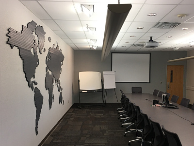 World Map Boardroom Installation branding design global maps