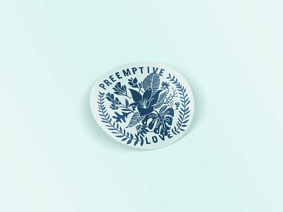 Floral Sticker blue floral stamp sticker