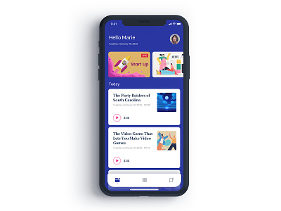 News Podcast design flat icon illustration ios iphone iphone x minimal mobile mobile app news podcast sketch typography ui ux