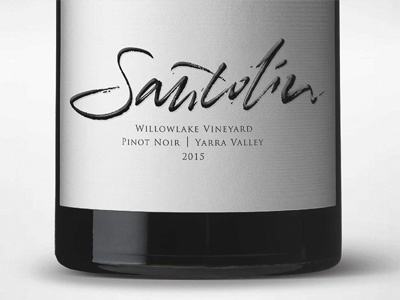 Santolin Wines brand branding character energy handwriting label logotype power script wine winery
