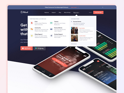 Fitbod - Dropdown branding clean design dropdown fitness fitness app flat graphic design icon identity illustration logo navigation ui website website design