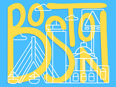 Boston boston city handlettering icons illustration lettering skyline
