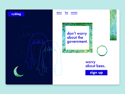 Daily UI Day 3: Landing Page abstract art blues dailyui design home home page home page design illustration landingpage moon water web web designer website websites