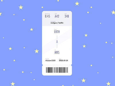 Daily UI Day 24: Boarding Pass aeroplane aerospace air travel airline app design art boarding pass dailyui day024 day24 design illustration mobile sky space star stars ticket train travel